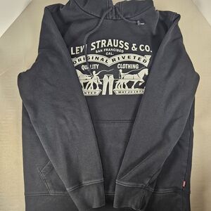 Size Small Levi's Black Pullover Hoodie with White Logo